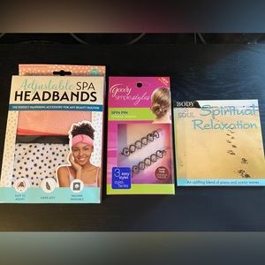 3 Item Relaxation gift pack❤️”Body & Soul” CD, Hair pins, & Spa headbands - NEW